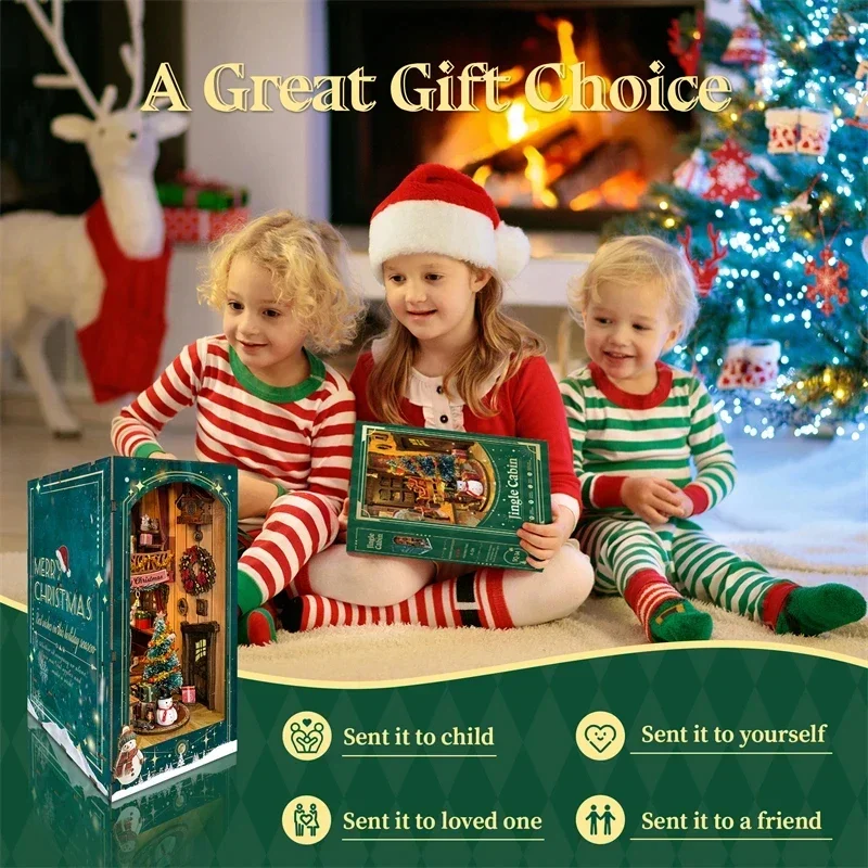 Merry Christmas DIY Wooden Boo - огляд і ціна Diy Wooden Book Nook Kit Shelf Insert