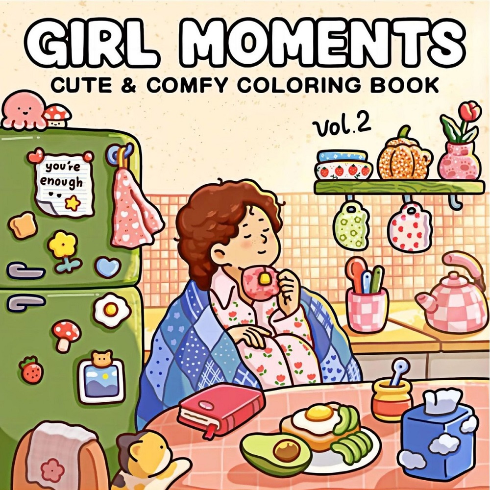 Girl Moments Cute & Comfy Colo - огляд і ціна Adult Coloring Book Stress Relief