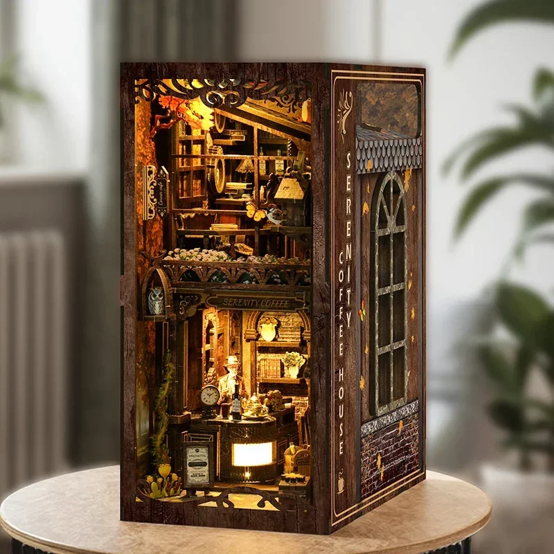 Serenity Coffee House Bookshel - огляд і ціна Diy Wooden Book Nook Kit Shelf Insert
