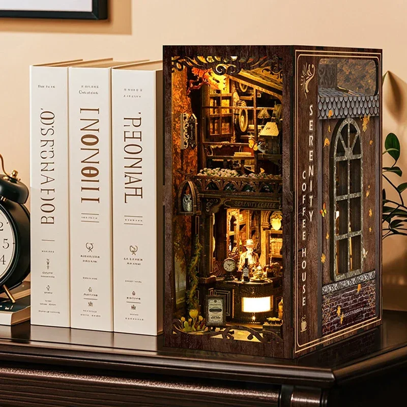 Serenity Coffee House Bookshel - огляд і ціна Diy Wooden Book Nook Kit Shelf Insert