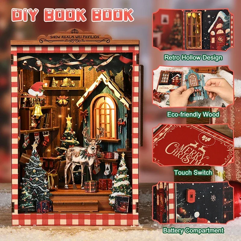 Miniature Model Kits Snow Real - огляд і ціна Diy Wooden Book Nook Kit Shelf Insert